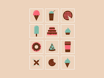 Michis - Illustration Design cake cookies design donut flat ice cream icons illustration milkshake minimal pie sweets