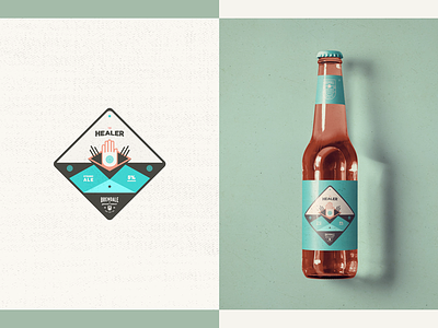 Australian Brewing Company - Packaging // The Healer badge beer bottle design grunge healer illustration logo design minimal packaging