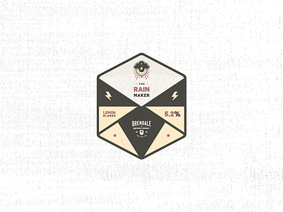 Australian Brewing Company - Badge // The Rainmaker badge beer design grunge illustration label logo design magic minimal rain rainmaker