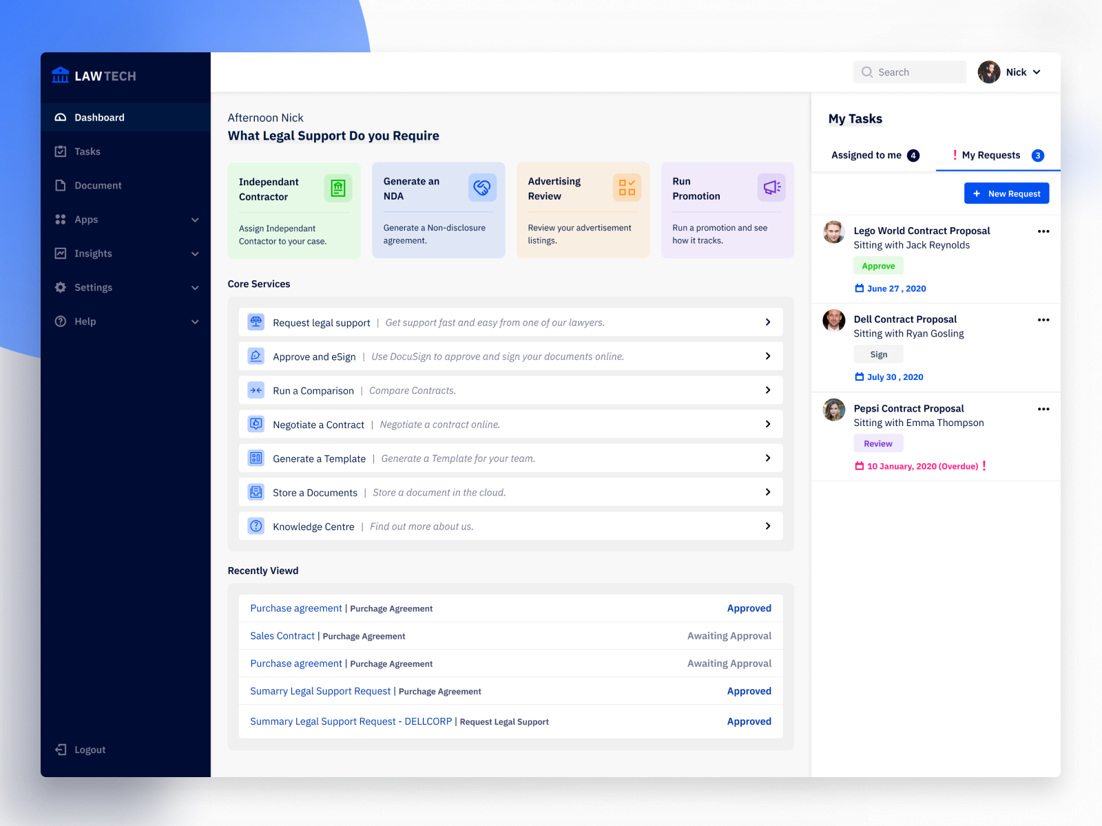 Legal Tech Dashboard by Brett Shirvani on Dribbble