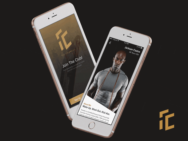 The Fit Connect appster black clean fitness gold minimal simple sleek sport