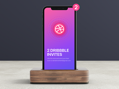 2x Dribbble Invites clean dock invites iphone x minimal mockup ui ux