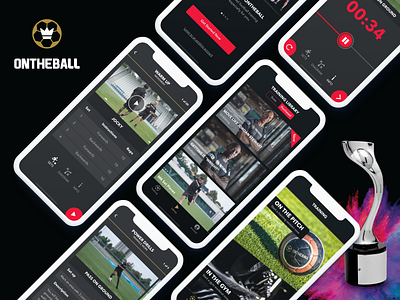 ONTHEBALL wins Silver at the Davey Design Awards! android appster black branding clean dark design football football app gold iphone iphone x logo minimal simple soccer social sport training ui