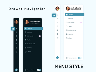 Drawer Navigation app design design drawer navigation typo typography ui ui design uiux