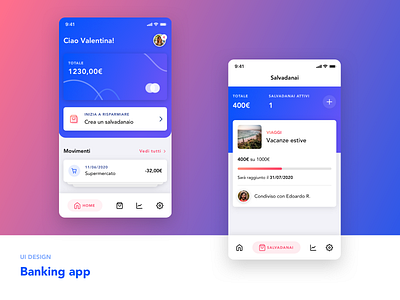 Banking app - UI design app banking banking app bright card colors concept design gradient mobile moneybox ui