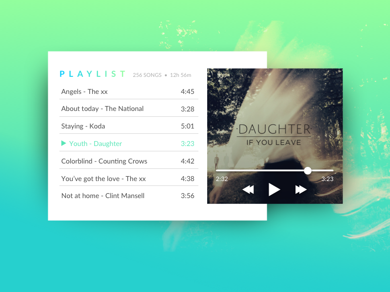 DAILY UI #009 cover blue green gradient challenge ui daily player music