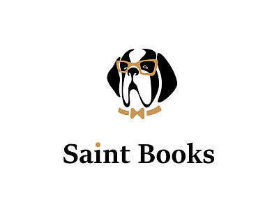 Saint Books logo brand clever emblem flat logo modern smart st. bernard dog