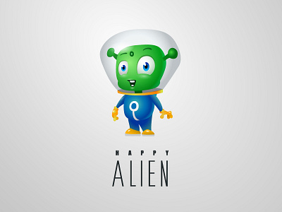 Happy Alien character alien brand cartoon character green happy logo martian space suit stranger universe