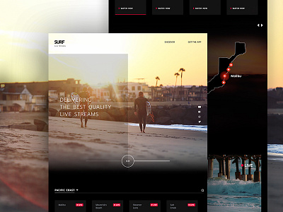 SURF – Home Page flat live streaming surf surfing uidesign ux webdesign website