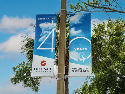 40th Anniversary Logo banners celebrate dream logo number plane sky street banners