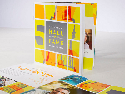 Hall of Fame brochure abstract annual booklet brochure hall of fame layout metallic orange print yellow