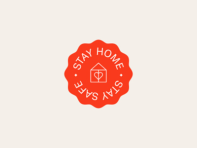 Stay Home Stay Safe badge coronavirus house logo lock down quarantine redlogo