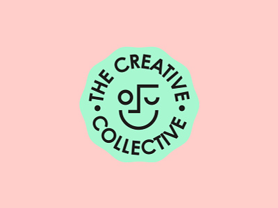 The Creative Collective badge creative logo design agency logo face face logo fun logo green