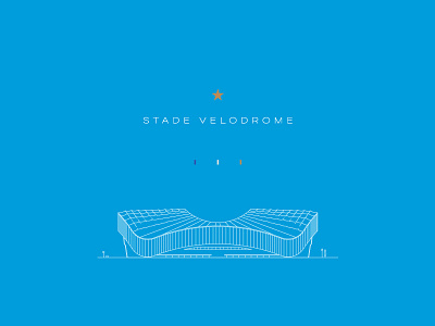 Stade Velodrome design euro 2016 flat design football line work