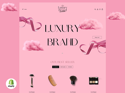 Buy Shopify Theme Pink, Rose Gold Website Template Design, Shopify
