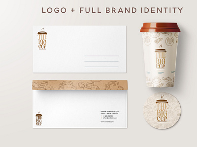 "The Big Cup" Logo for coffee company "Enjoy your start day" branding business card coffee company coffee lovers company logo graphic design logo minimalist design minimalist pallete mockups modern design modern logo simple color the big cup