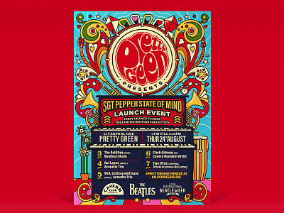 Pretty Green - Sgt Pepper State of Mind 60s beatles fashion gigposter illustration menswear music prettygreen sgtpepper sixties thebeatles vector