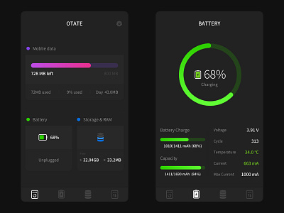 #Otate# State&Battery battery data mobile state storage ui