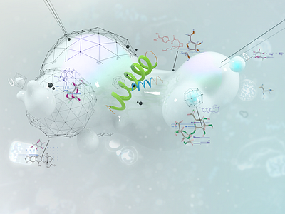 Biotech 3d bio biotech branding dna experiment illustration post production virus