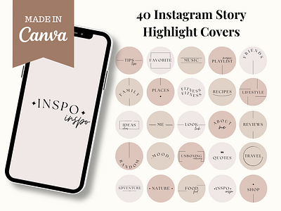 Boho Minimal Instagram Highlight Covers Canva