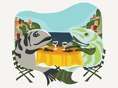 Mediterranean Diet character fish health illustration nutrition seafood