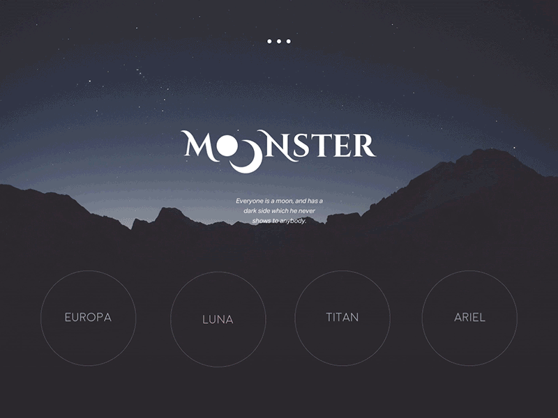 Moonster animation circle moon orange principle satellites space transition ui universe website