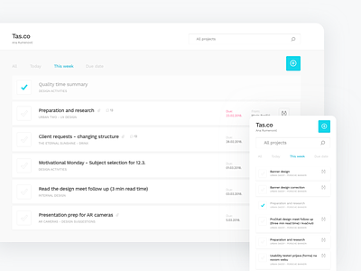 Tas.co list management product projects responsive task tool ui ux
