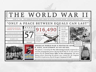 World War II facts art direction brutalist concept layout serif stroke structure typography ui website world war