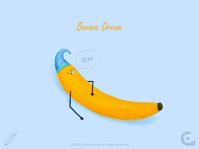 Banana Dream 2d alive animation cartoon digital graphics illustration moon motion