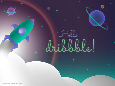 Space - Dribbble Debut 2d cartoon debut digital dribbble hello hello dribbble illustration shapes space spaceship