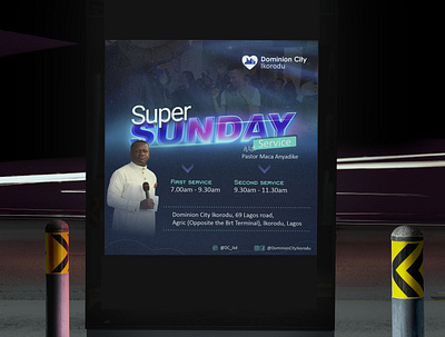 Dominion city ikd Sunday service poster advert design banner church design church poster design flyer graphic design media design poster poster design social media poster