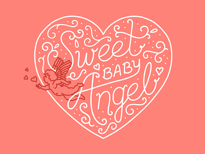 Sweet Baby Angel calligraphy design hand drawn heart illustration ipad typography valentines