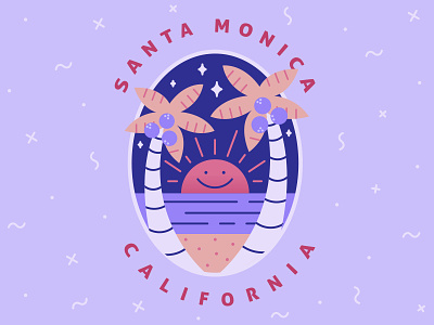 Santa Monica beach california digital fun illustration los angeles pink purple santa monica shapes simple vector