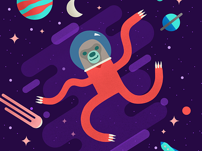 Space sloth colorful design fun illustration procreate shapes simple sloths space texture