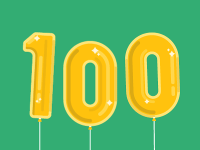 Celebration Time! 100 100th animation balloons celeb celebration fireworks gif one hundred party