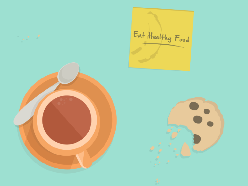 Post it: Eat healthy food pending note post it breakfast healthy food cookie coffee