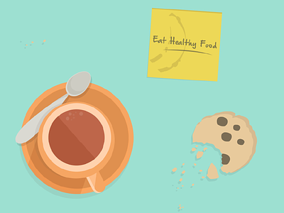 Post it: Eat healthy food breakfast coffee cookie food healthy note pending post it