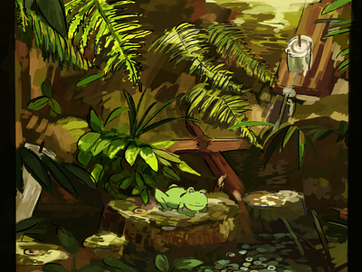 Frog in a well illustration my art