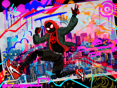Elevate illustration into the spiderverse my art