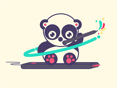 Bamboo character illustration bamboo tablet teddy