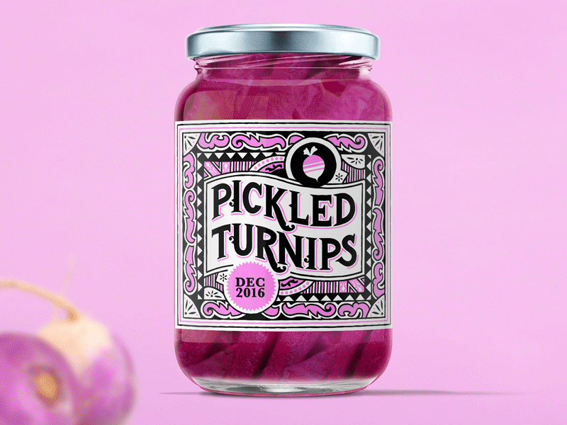 Pickled Turnips food graphic design illustration jar lettering packaging retro victorial vintage