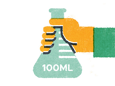 100ml bottle chemistry icon illustration lab packaging print retro science vintage