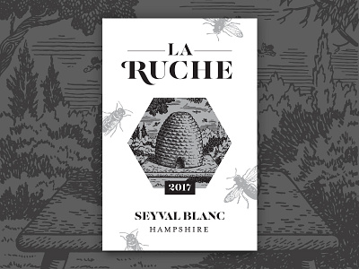La Ruche bee bees branding illustration label laruche packaging victorian wine woodcut