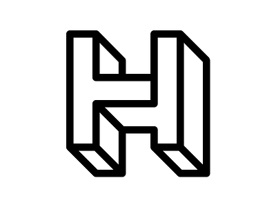 Impossible "H" glyph h letter logo mark monogram penrose type typography vector