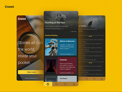 E-book/Novel Reader App Concept app app concept black concept ebook ebook app novel reader reader app ui ux yellow