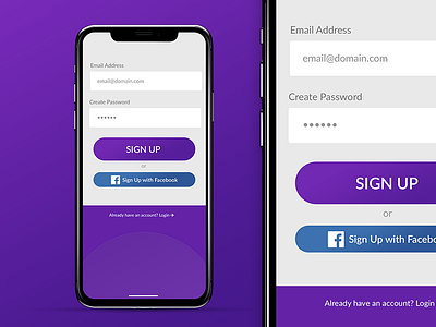 Daily UI 001 Signup 001 daily ui iphone x log in login onboard purple sign up signup