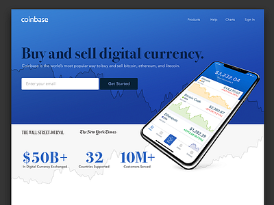 003 Landing - Coinbase 003 bitcoin blockchain coinbase currency daily ui daily ui 003 landing landing page