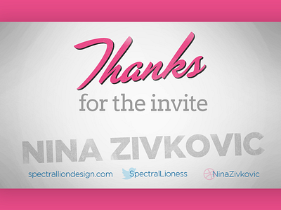 Thanks Nina! debut invite nina zivkovic thanks