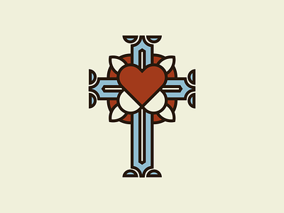 Cross with Heart graphic design icon vector