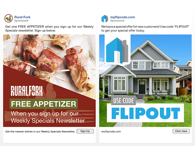 Rural Fork / Flip Code FB Ad Layouts